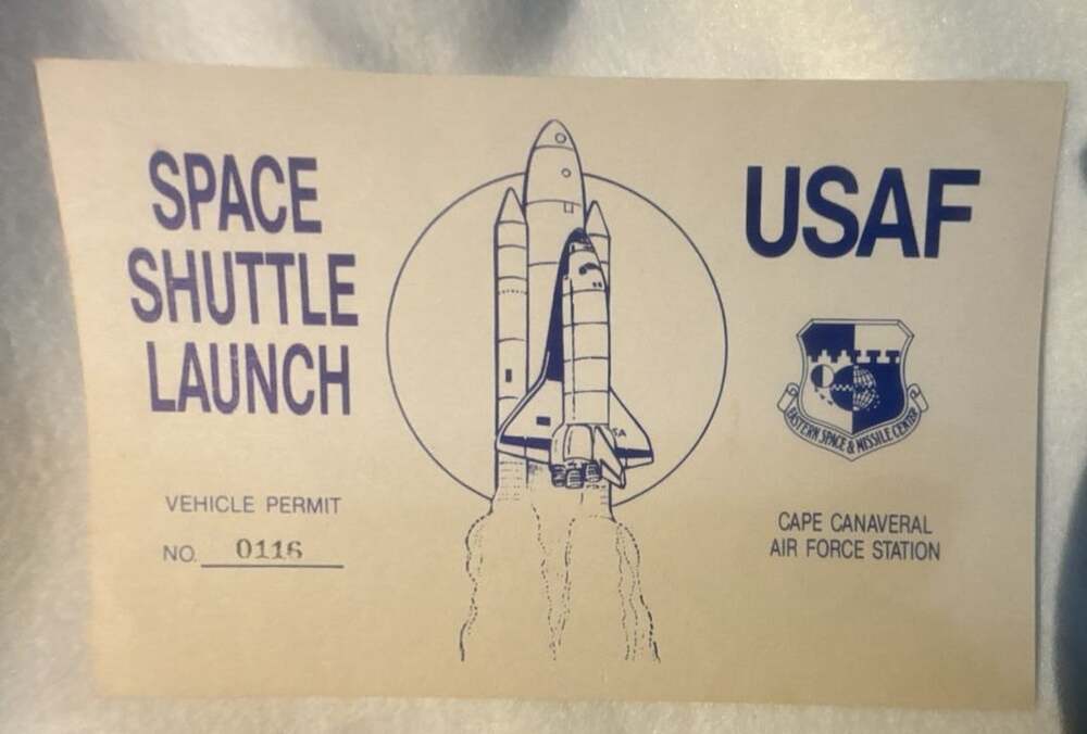 Vintage Space Shuttle Launch USAF Vehicle Permit Card Cape Canaveral
